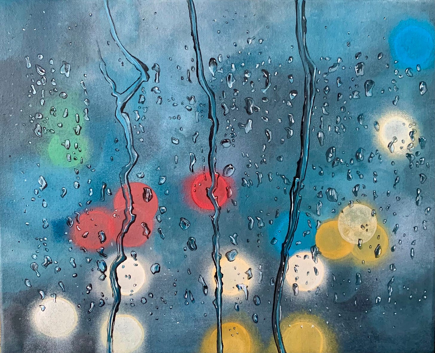 Acrylic Painting 'Light Rain' 30cm x 24cm – Victoria Obolensky