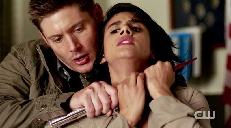 supernatural jensen ackles dean winchester knife to carlena britch miriam supernatural jensen ackles dean winchester knife to carlena britch miriam