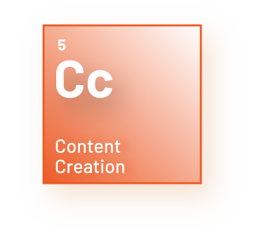 Graphic showing Element 5 in the High Performance Communications series. Styled like a periodic table element, the box is labeled “Cc” for Content Creation. 
