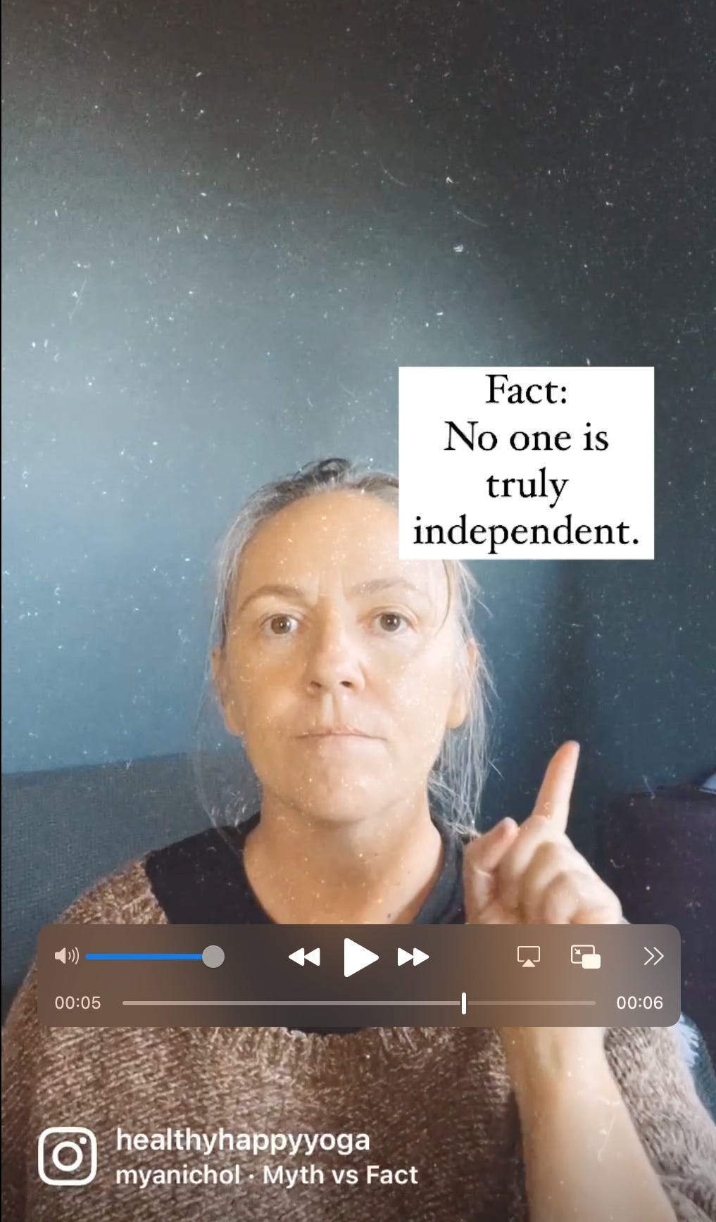 Kate Lynch with caption “Fact: No one is truly independent.” Kate Lynch with caption “Fact: No one is truly independent.”