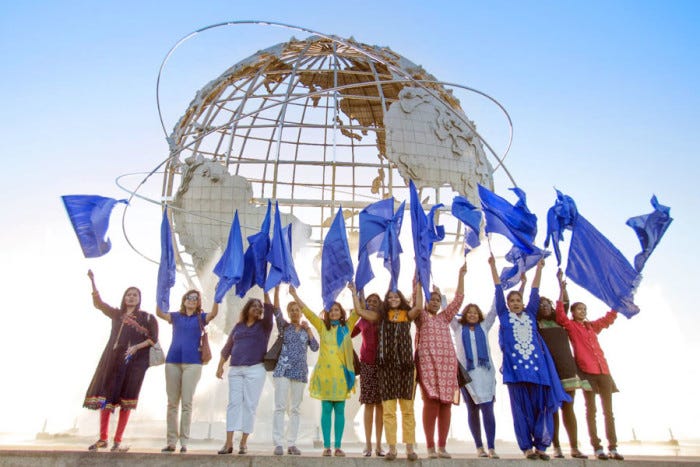 The full #DalitWomenFight delegation delegation at the Queens Museum during their visit to New York. (Photo by Thenmozhi Soundararajan, #Dalitwomenfight) The full #DalitWomenFight delegation delegation at the Queens Museum during their visit to New York. (Photo by Thenmozhi Soundararajan, #Dalitwomenfight)
