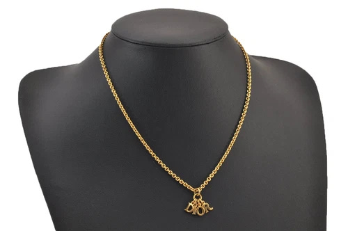 Authentic Christian Dior Gold Tone Chain Pendant Necklace CD 7971M - Picture 1 of 10