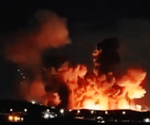 U.S. President Donald Trump shared video footage on Monday of a massive explosion in Iran from an airstrike on Isfahan. A “high volume” of 2,000-pound bunker buster bombs was used in the strike, a US official told The Wall Street Journal.  (Still image: Truth Social / @realDonaldTrump)