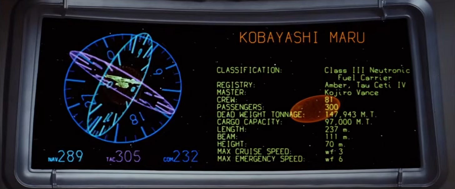Scanners identify the vessel Kobayashi Maru