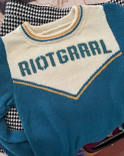 9 more images showing different versions of the Jackpot Jersey made by test knitters