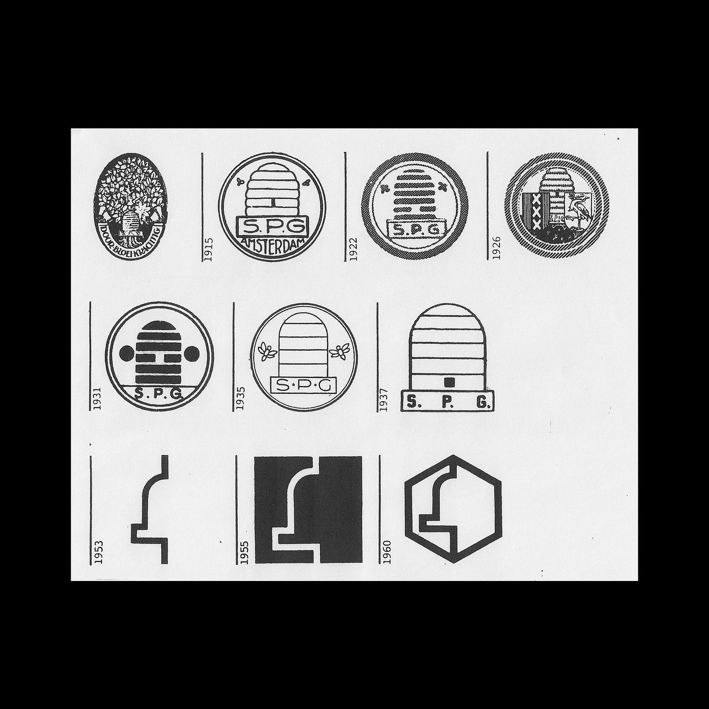 Logo Evolution, De Boekenkorf, 1915–1960 Logo Evolution, De Boekenkorf, 1915–1960