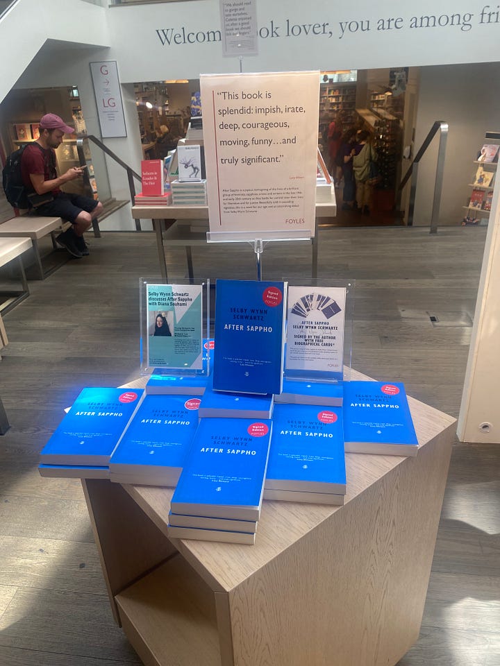 After Sappho on display in Foyles central London