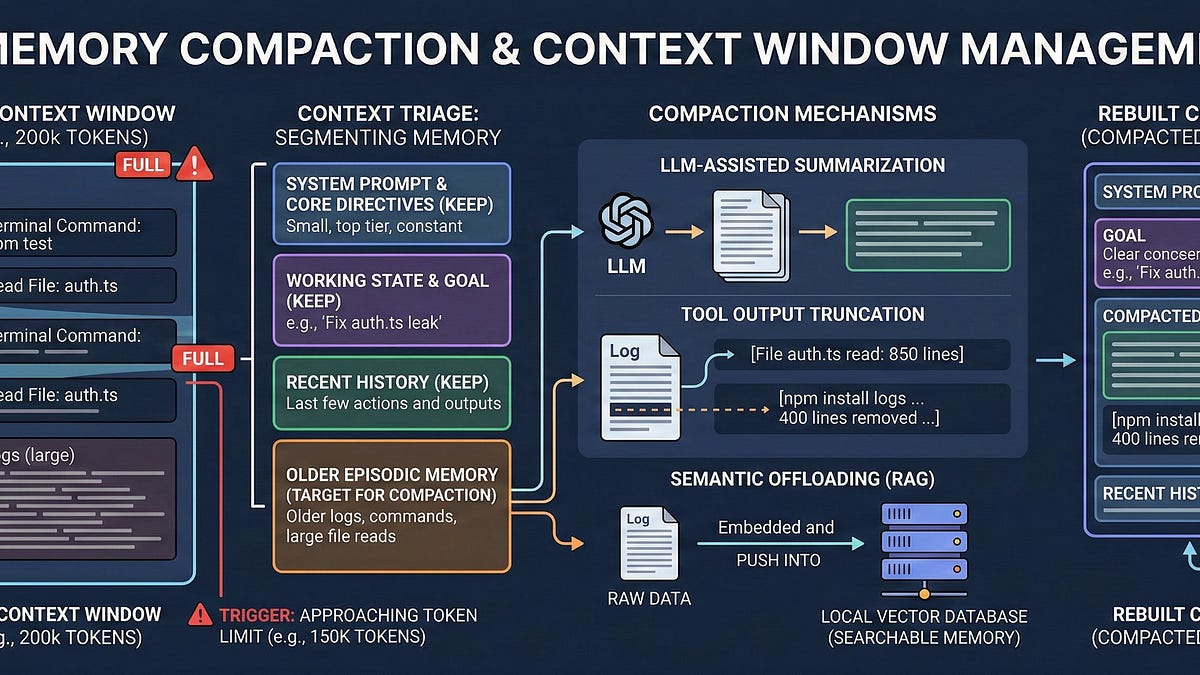 How memory compaction works in agents like Claude Code
