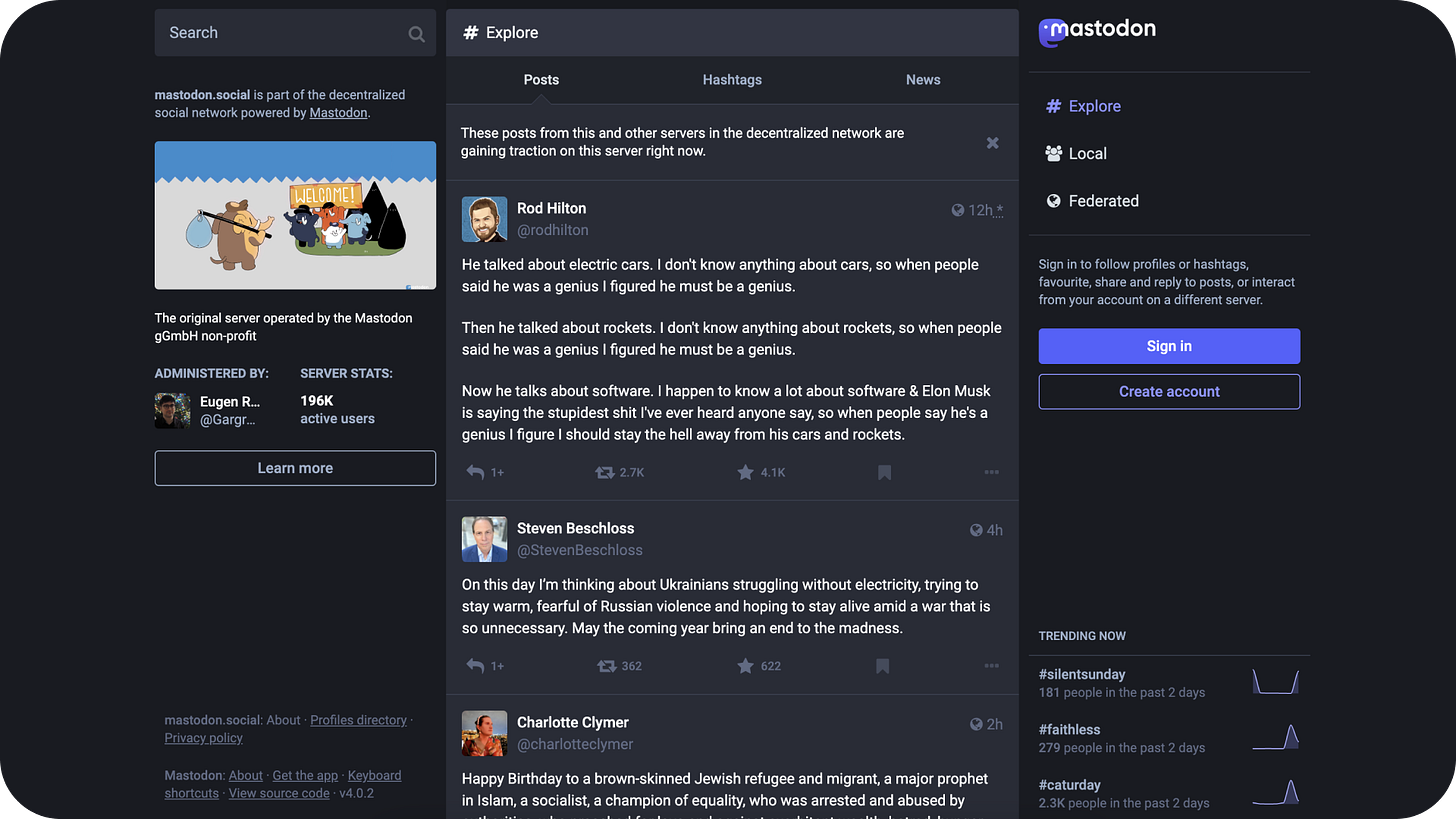 mastodon.social server platform.