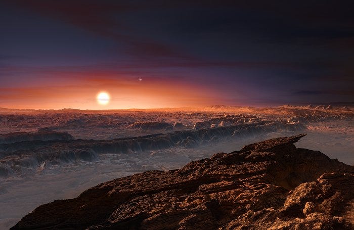 Artist's impression of the planet orbiting Proxima Centauri Artist's impression of the planet orbiting Proxima Centauri