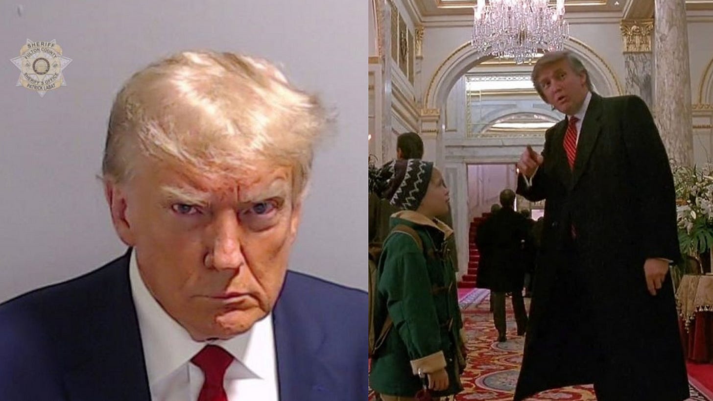 trump mugshot and trump in home alone 2