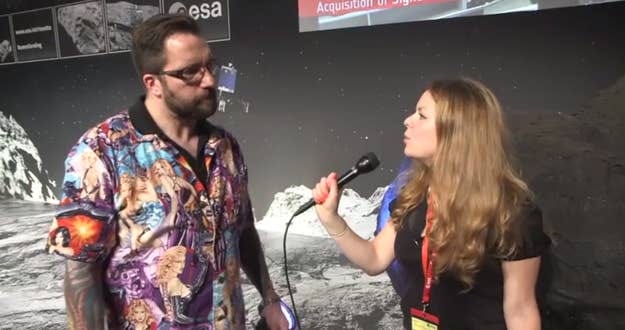 Comet Probe Scientist With Offensive Shirt Breaks Down In Tears Apologizing  For His Fashion Choices