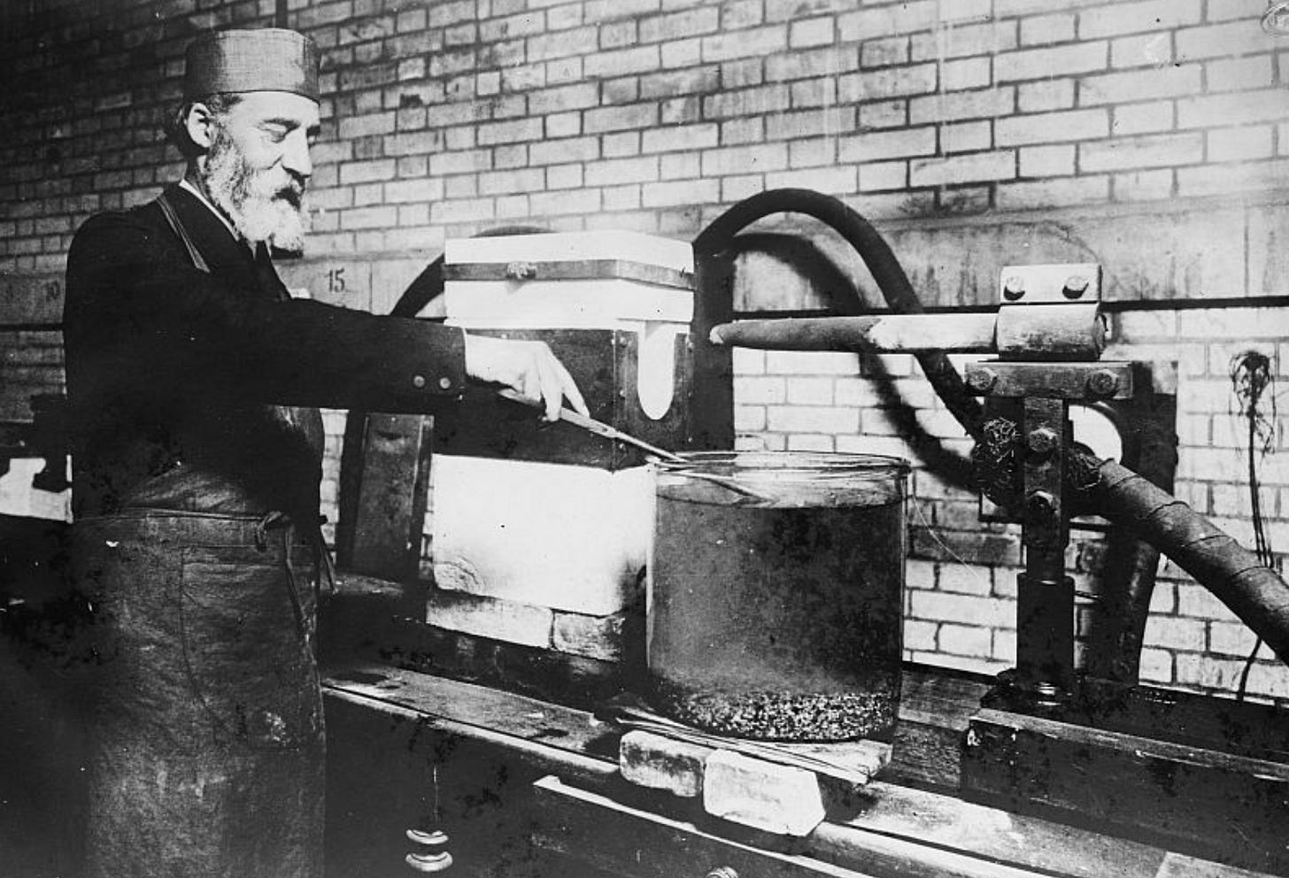 Henri Moissan ... years after his fluorine discovery, trying to create synthetic diamonds in a lab. Henri Moissan ... years after his fluorine discovery, trying to create synthetic diamonds in a lab.