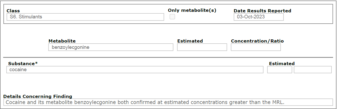 David Foggin-Johnston's test results