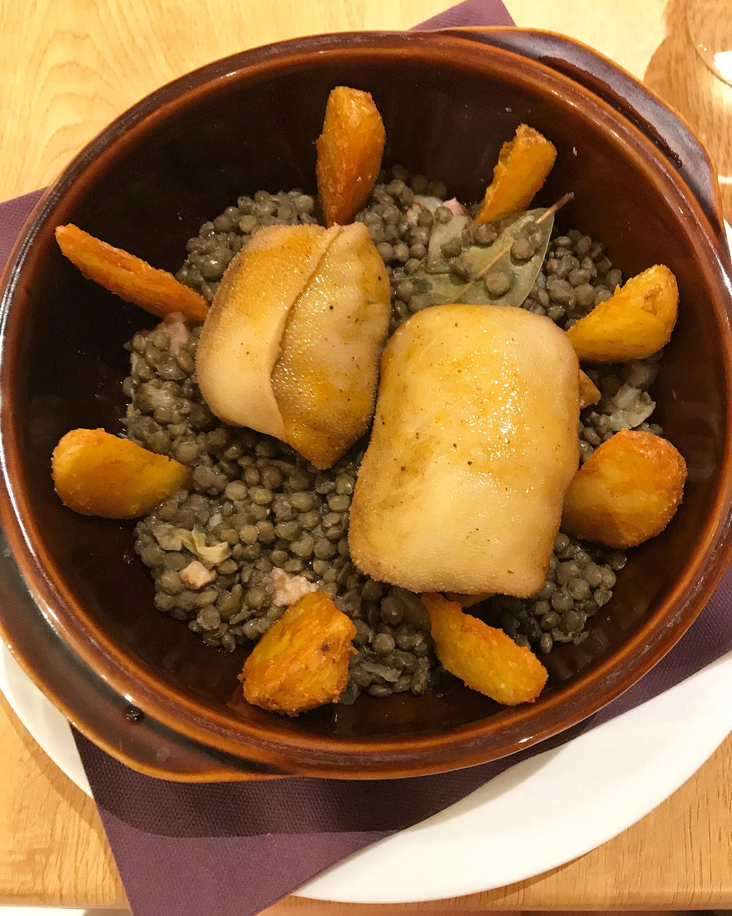  Traditional French Cuisine at Le Lion D’or at La Chaise-Dieu: Tripe with Lentils 