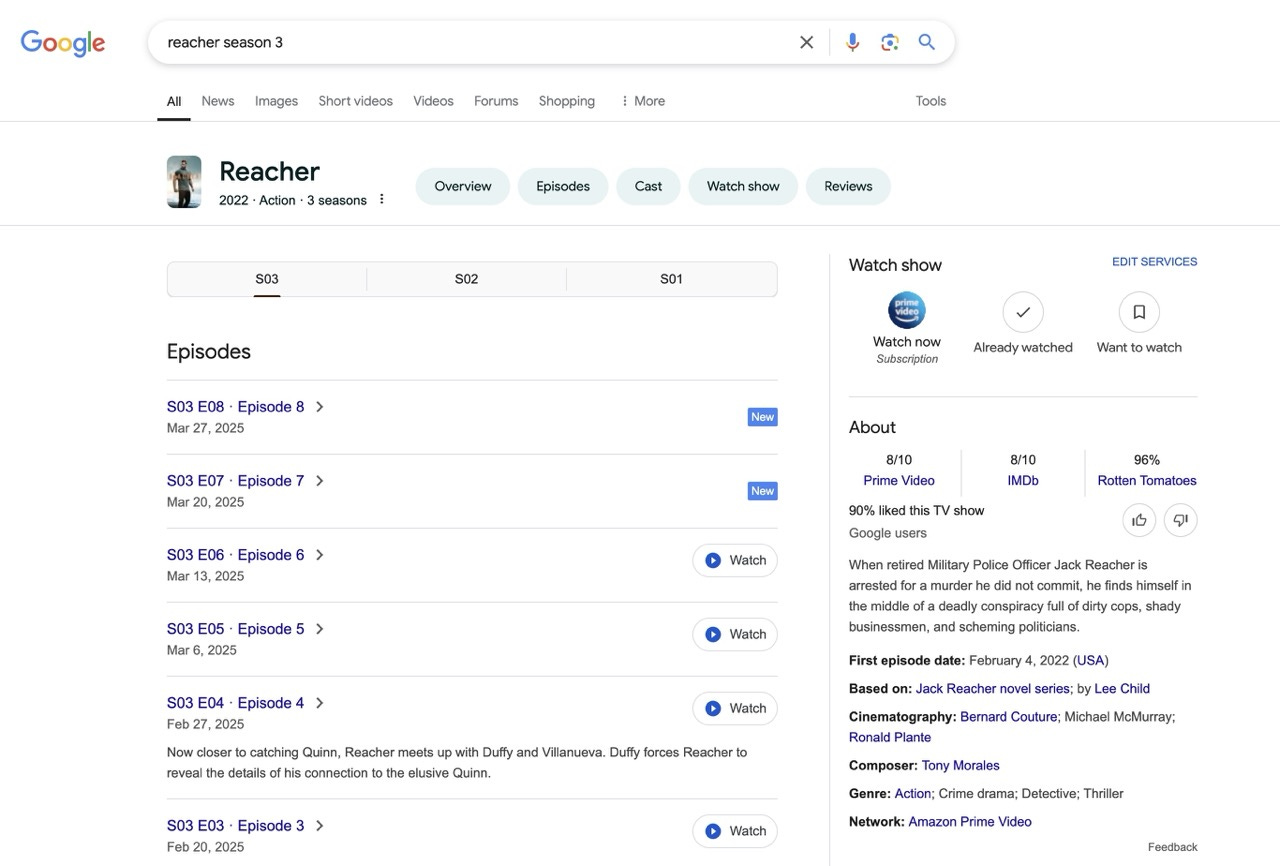 Reacher Season 3 Search Results