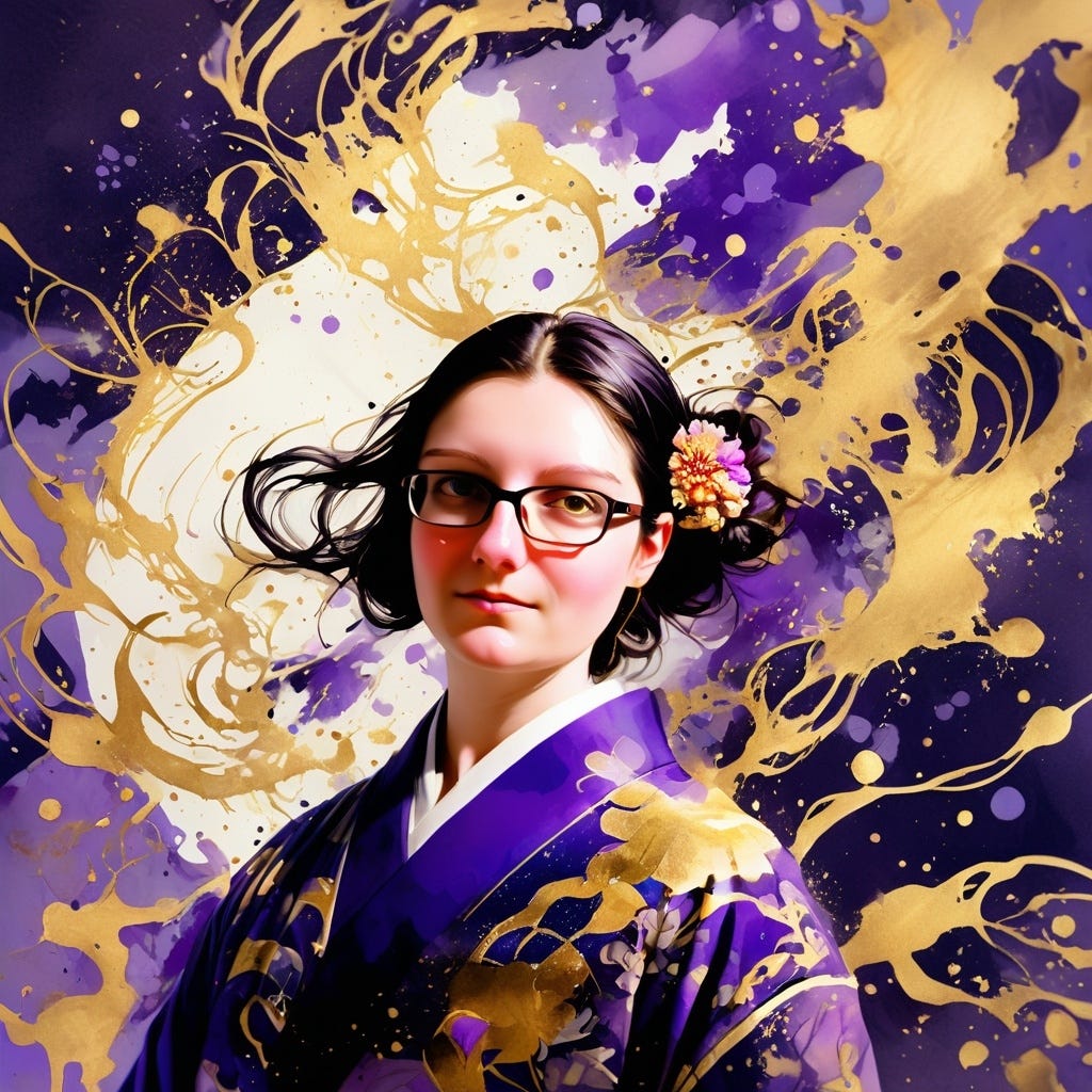 Anna in violet kimono Anna in violet kimono