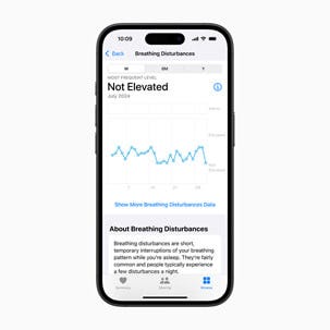 Apple Watch 呼吸干擾指標示意｜來源：Apple Newsroom