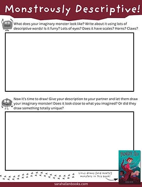 Monster descriptive writing activity sheet for kids