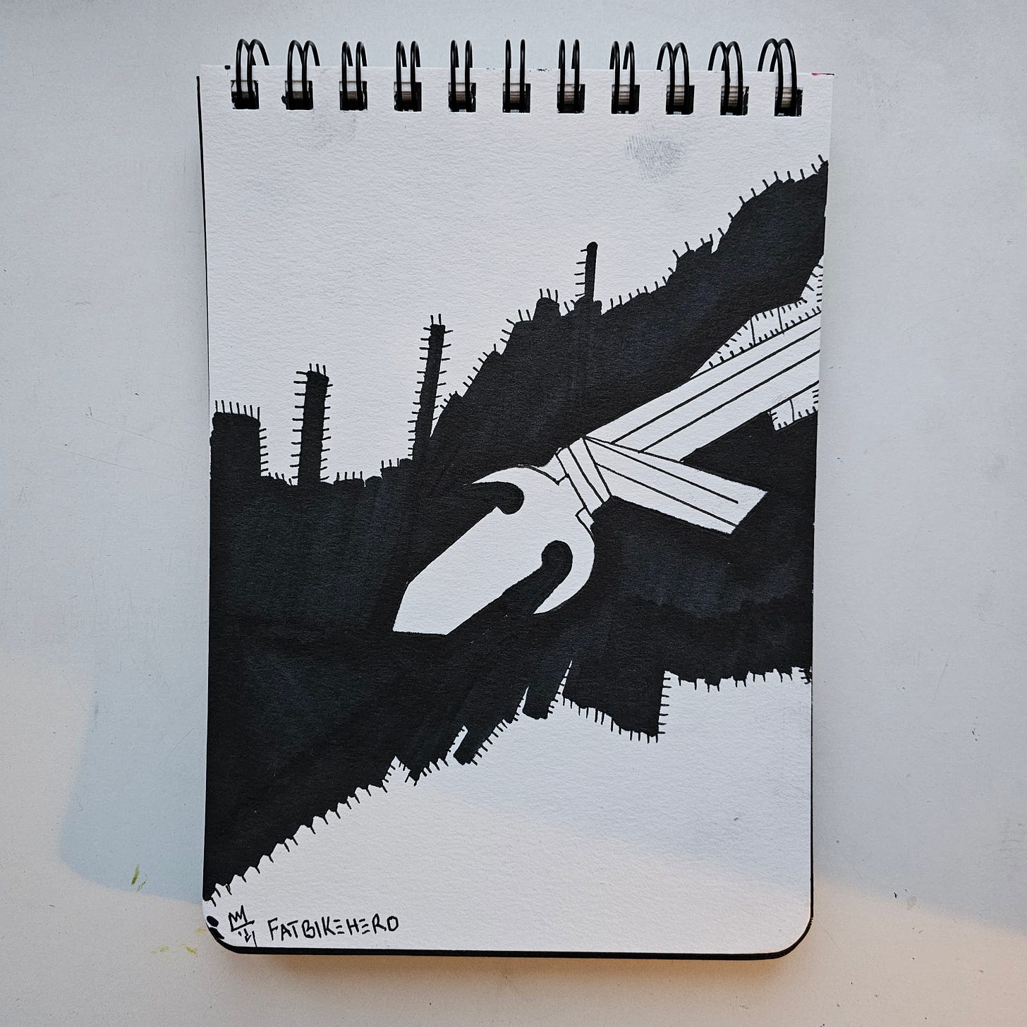 SEO Caption: A contemporary ink drawing by FatbikeHero (b. 1983) titled "1642 Tip of the Spear," inspired by the pikes and weaponry in Rembrandt's The Night Watch. View more at fatbikehero.com SEO Caption: A contemporary ink drawing by FatbikeHero (b. 1983) titled "1642 Tip of the Spear," inspired by the pikes and weaponry in Rembrandt's The Night Watch. View more at fatbikehero.com