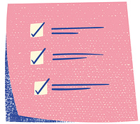 A pink sticky note checklist