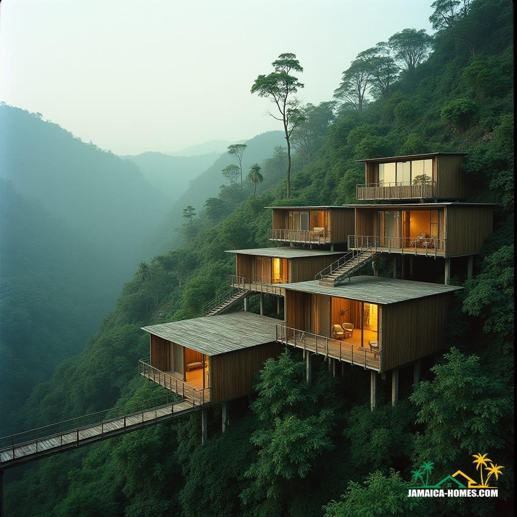 Bamboo home on hill in Jamaica