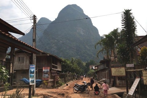 Meet downtown Muang Ngoi. Photo: Cindy Fan Meet downtown Muang Ngoi. Photo: Cindy Fan