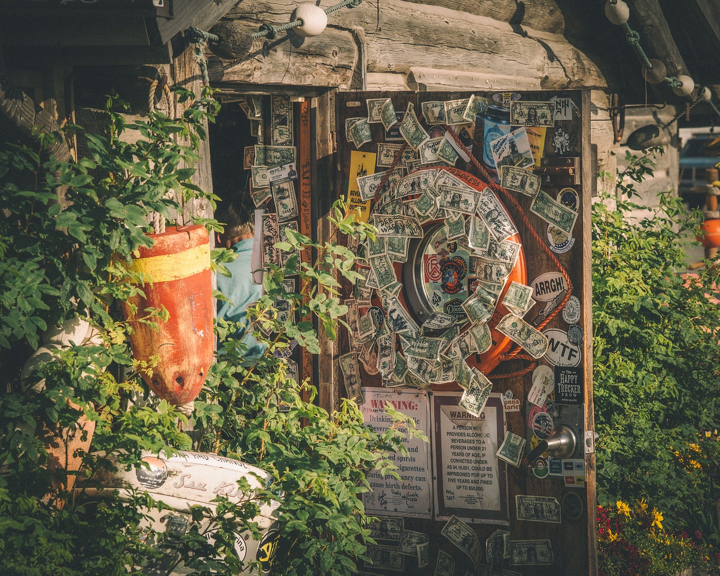 The door to the Salty Dog Saloon.