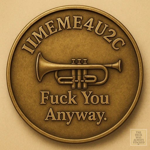 Image of a black-and-gold coin stamped with âFuck You Anywayâ in distressed lettering. Background evokes protest energy â dark smoke, clenched fists, and a flicker of fire. Represents a live musical demo written in response to George Floydâs murder during the 2020 BLM uprising, composed by TJ Baden. Image of a black-and-gold coin stamped with âFuck You Anywayâ in distressed lettering. Background evokes protest energy â dark smoke, clenched fists, and a flicker of fire. Represents a live musical demo written in response to George Floydâs murder during the 2020 BLM uprising, composed by TJ Baden.