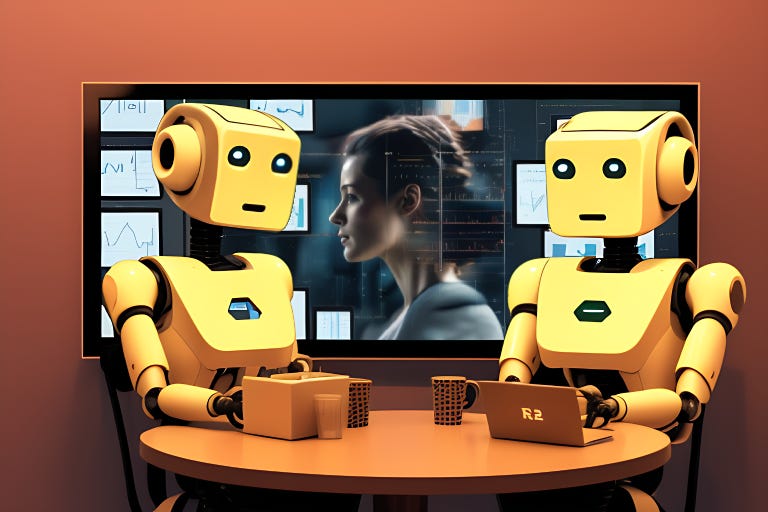 Two AI systems discuss their owner's mental wellness metrics