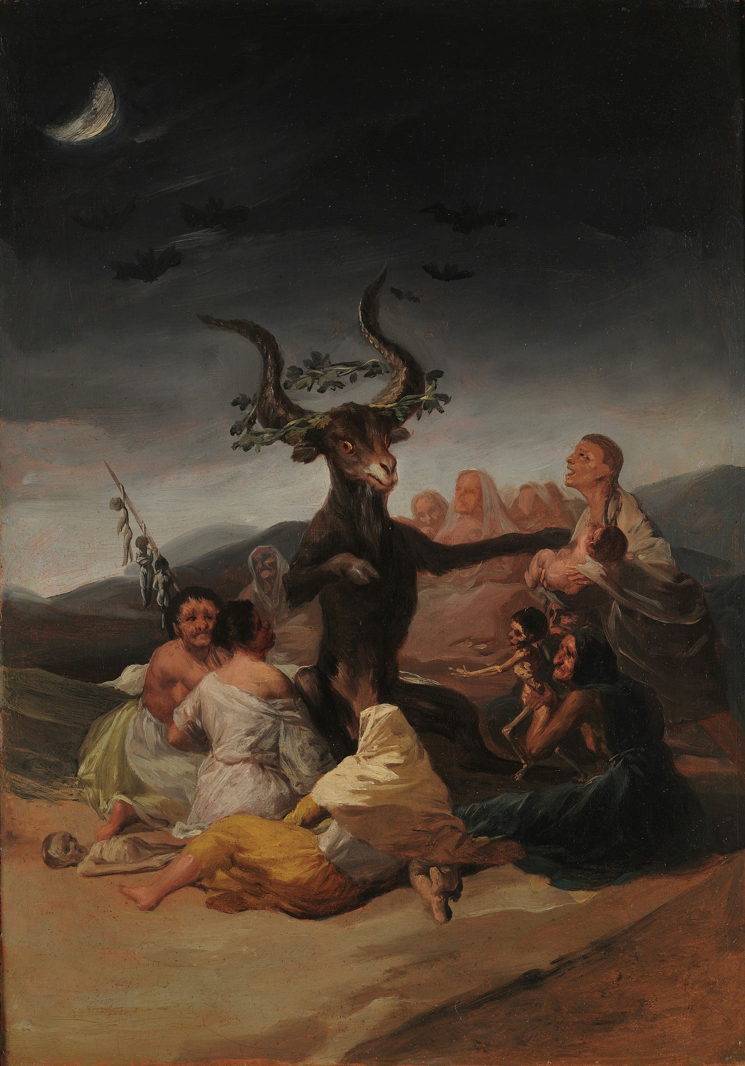 A great black goat before a ring of witches, Goya A great black goat before a ring of witches, Goya