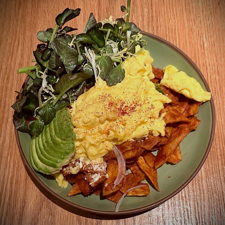 Chilaquiles Rojos and Dulce De Lece French Toast At CHICA Las Vegas