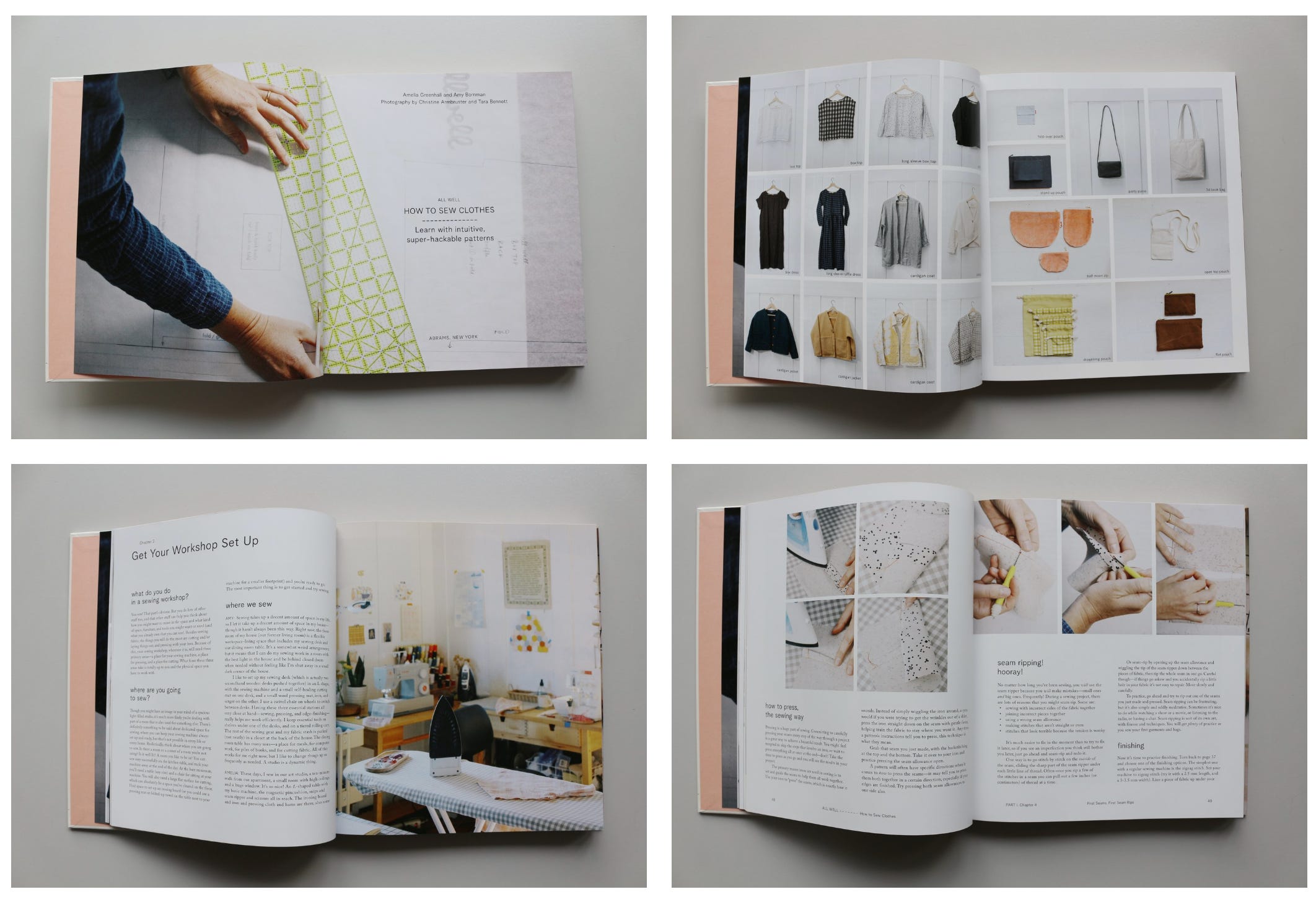 four photos of the pages of the book