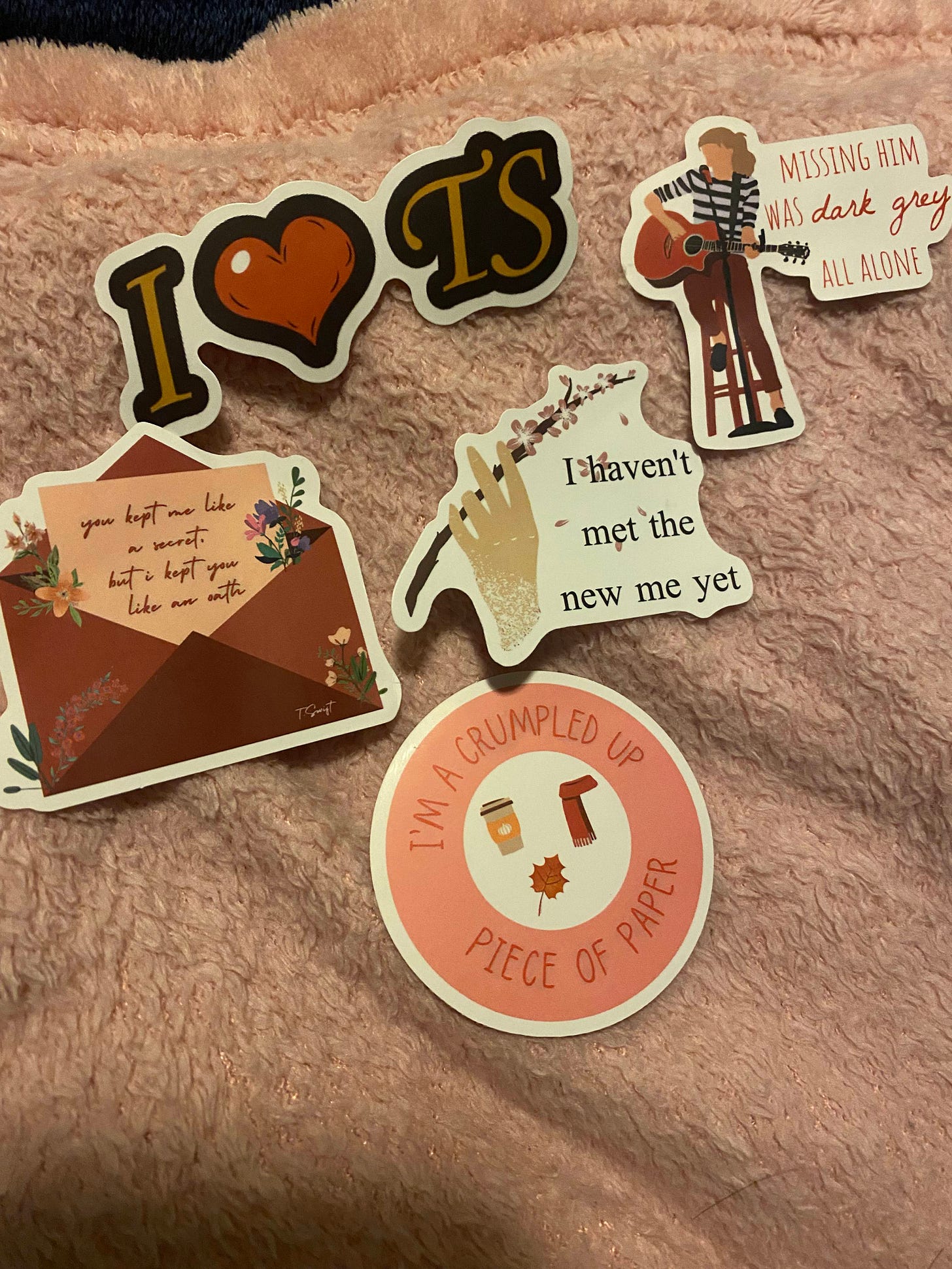 Taylor Swift themed stickers with lyrics