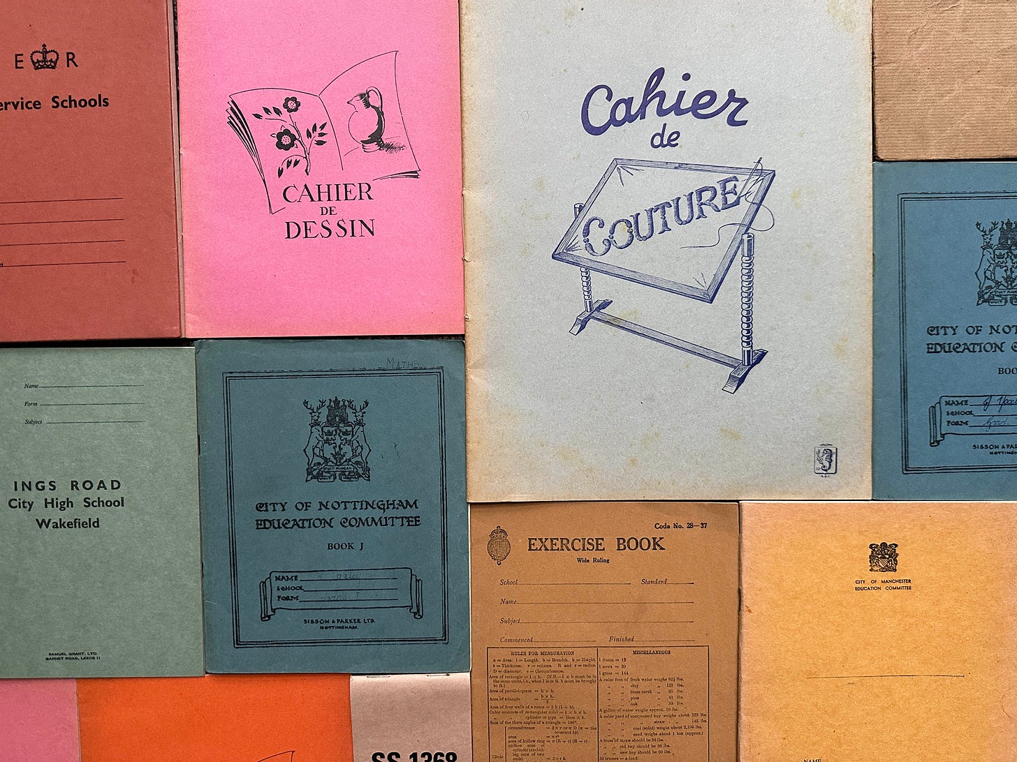 Collection of vintage exercise books