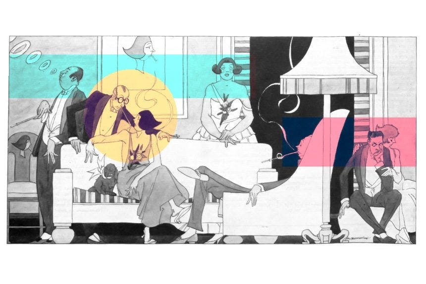 Illustration of rich, posh people Illustration of rich, posh people