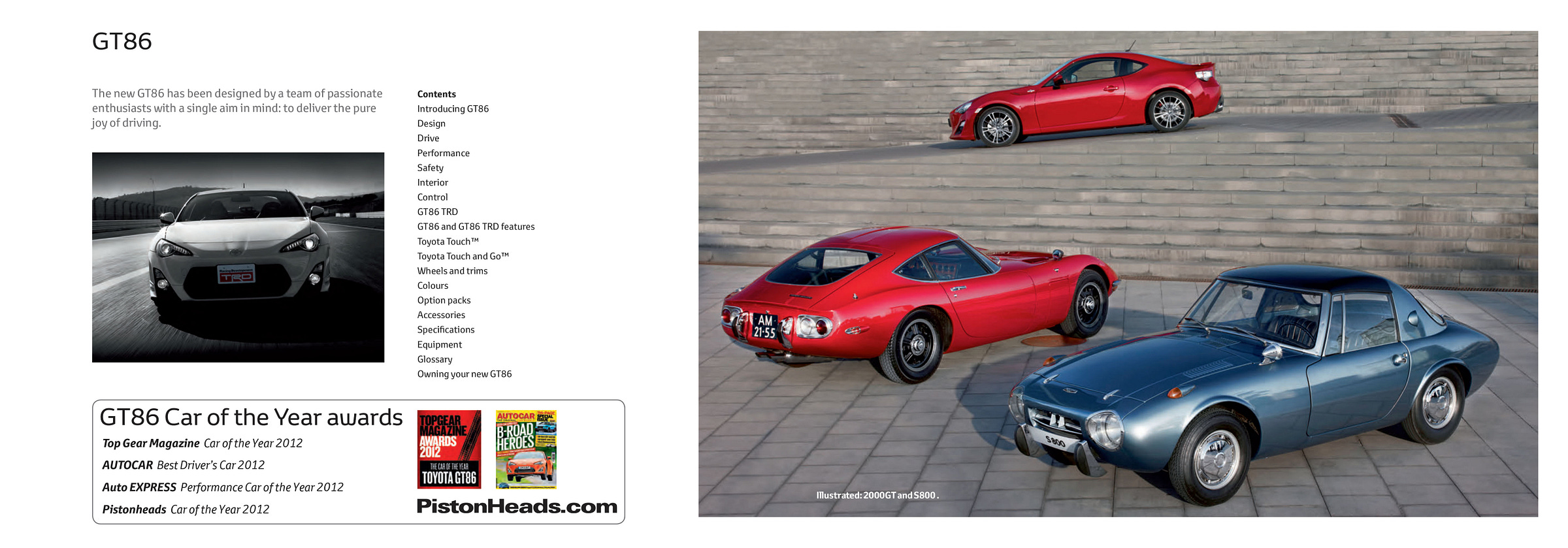 Toyota GT86 2013 UK brochure awards legacy