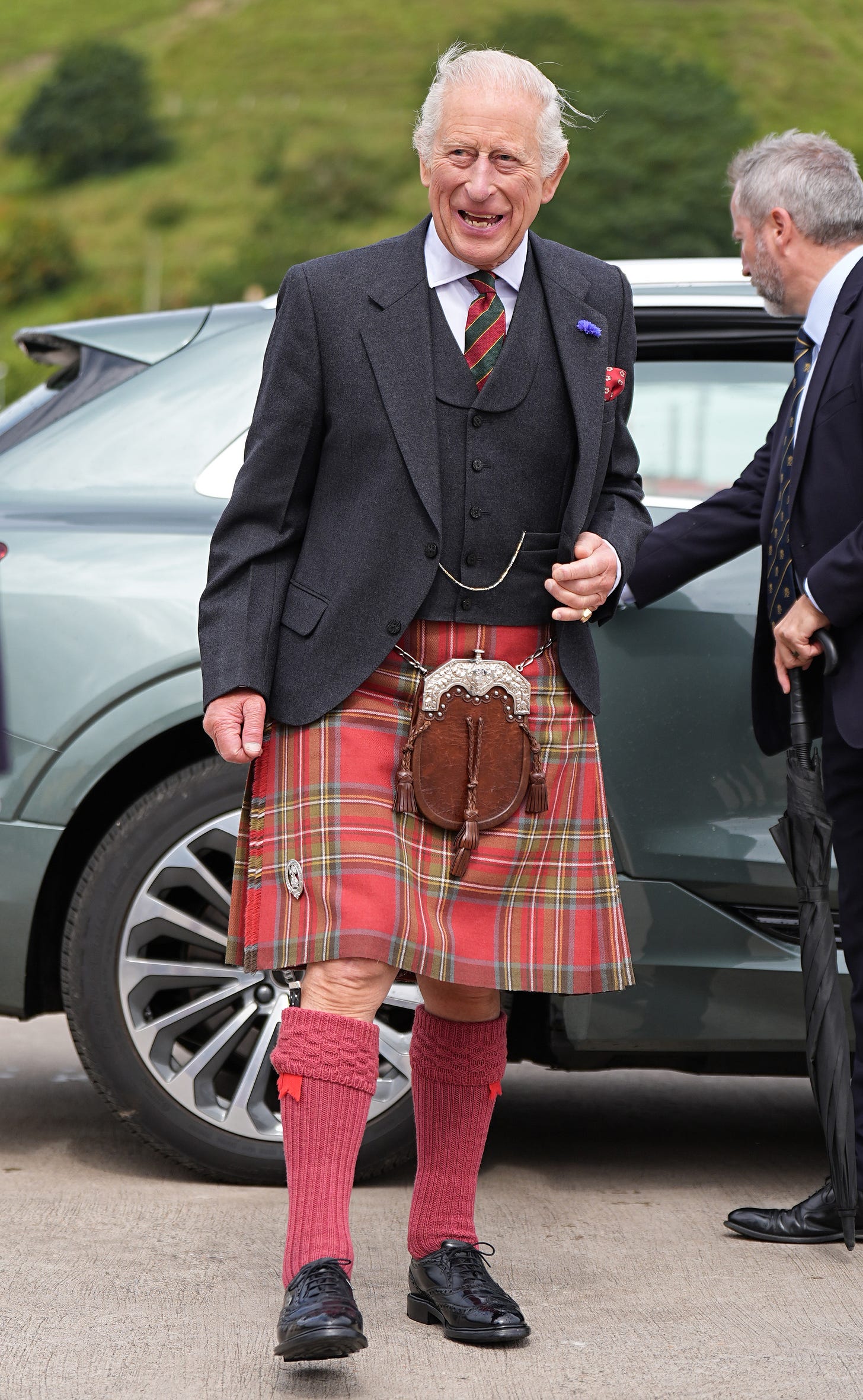 King Charles in a kilt
