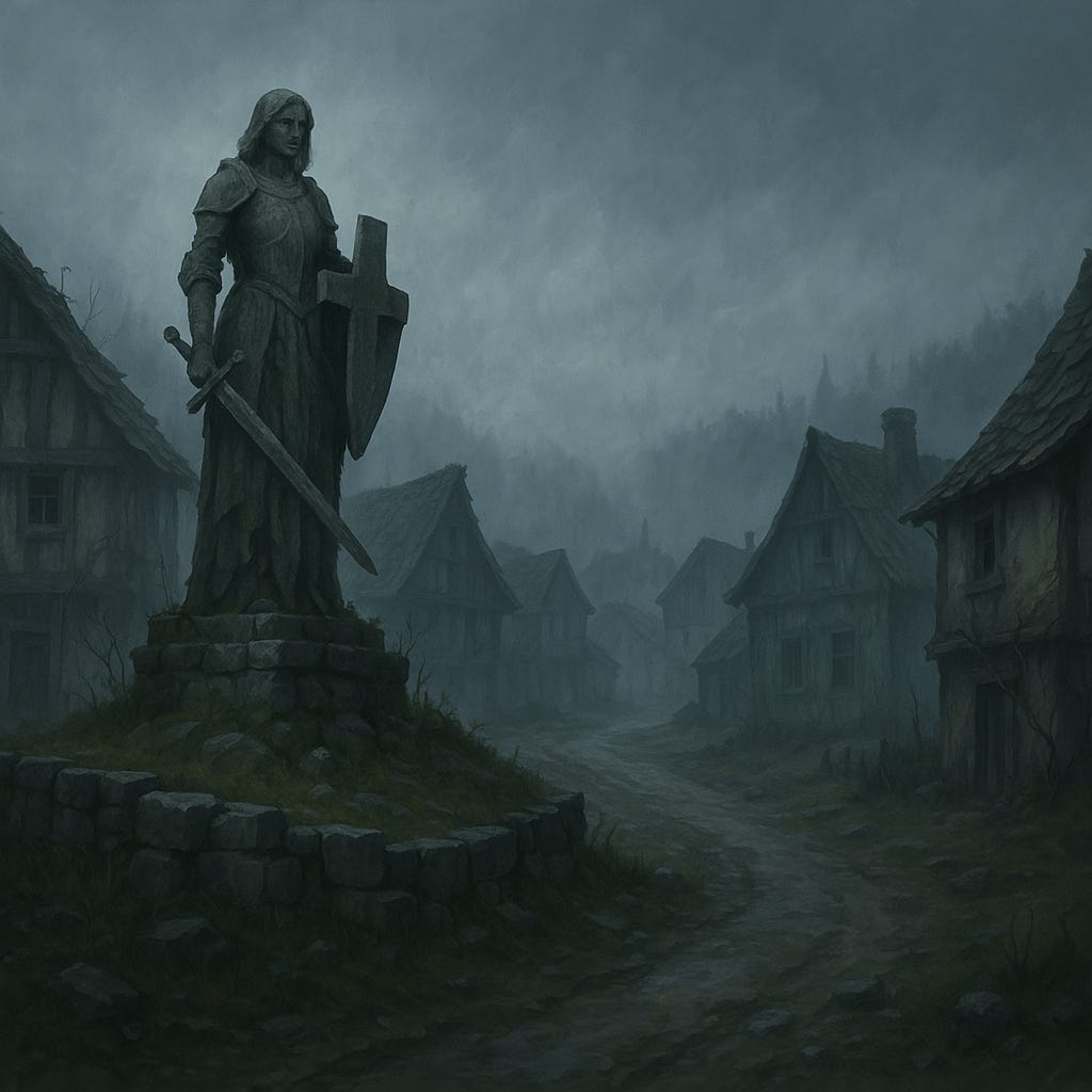 Create a picture of Lugdana's Knoll in the village of Barovia for Curse of Strahd