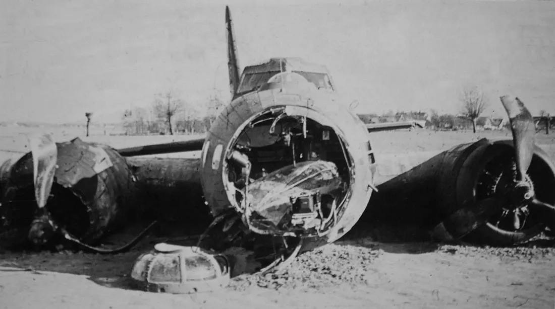 Destroyed bomber.