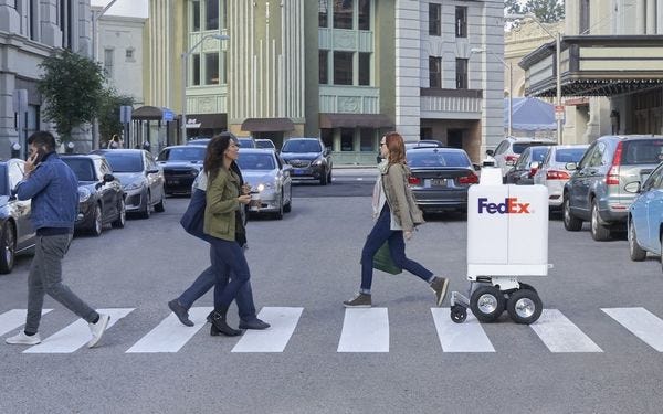 Fedex's new delivery bot - coming soon to a street near you. Fedex's new delivery bot - coming soon to a street near you.
