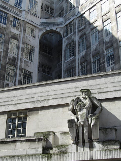 Jacob Epstein Day and Night above the entrance of 55 Broadway Jacob Epstein Day and Night above the entrance of 55 Broadway