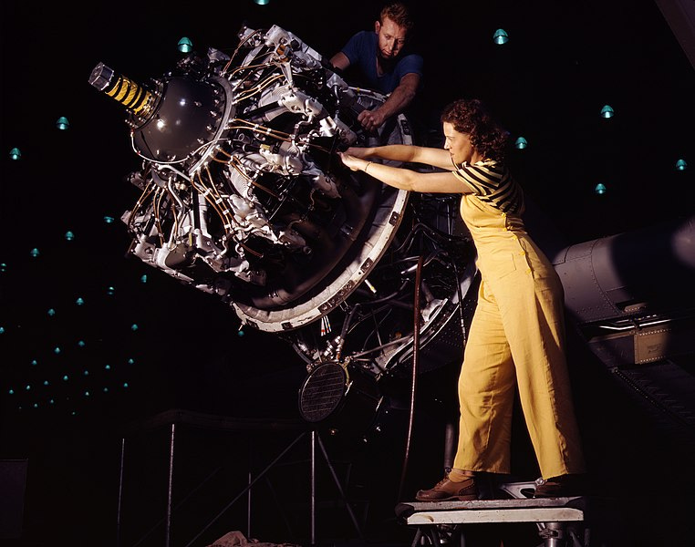 File:R-1830 engine on C-47 at factory 1942.jpg