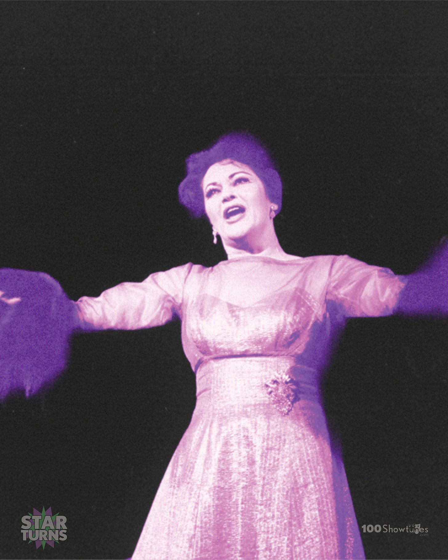 A tinted photo of Yvonne De Carlo in FOLLIES A tinted photo of Yvonne De Carlo in FOLLIES