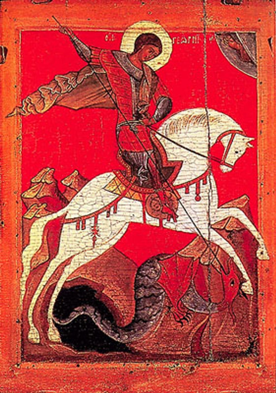 Icon of St. George - 17th c. Novgorod - (1GE21)