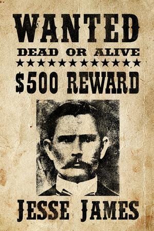 Jesse James - Wanted Advertisement