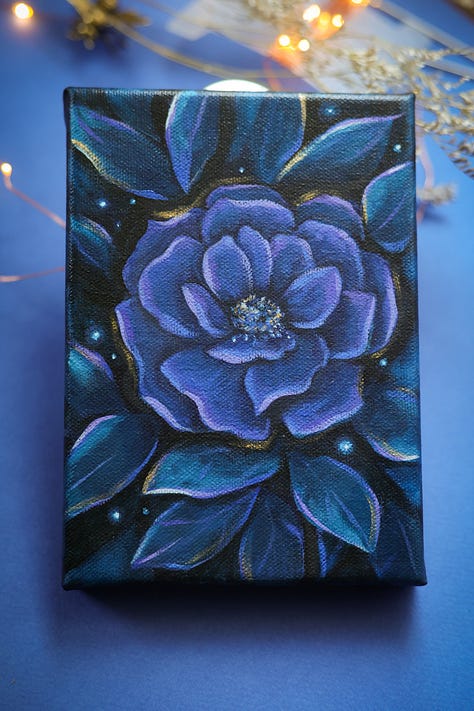 moon painting crow painting purple painting