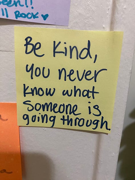 post-its from a bathroom wall
