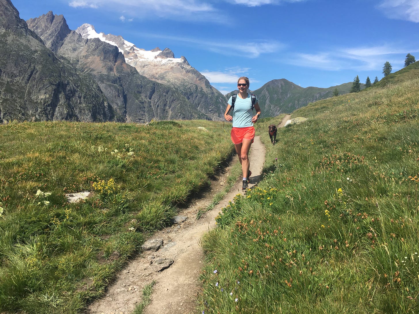 The runners and their dogs seemed happier than we did.