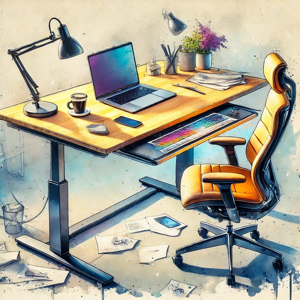 The desk of a worker